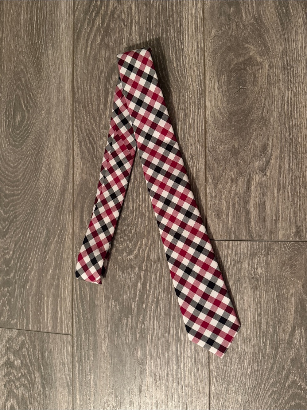 Bar III - Wine Red, Black & White Check Tie